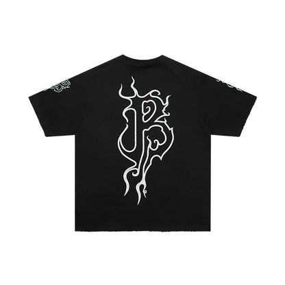 T-shirt oversize Darkwave jaune/rouge (préférable pour l'été)