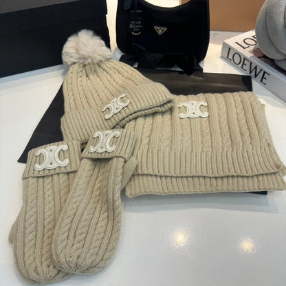 Ensemble Chapeau, Gants et Écharpe en Laine