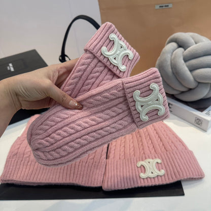 Ensemble Chapeau, Gants et Écharpe en Laine