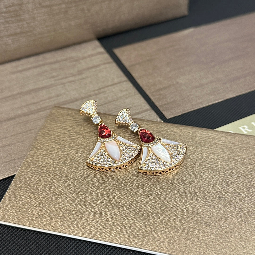 Boucles d'oreilles éventail diamant vintage élégantes