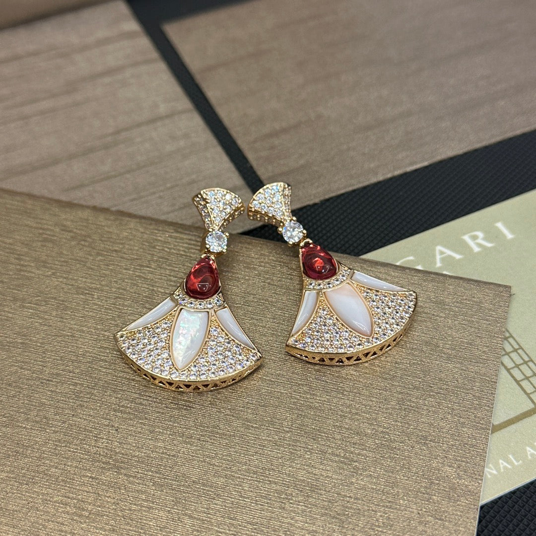 Boucles d'oreilles éventail diamant vintage élégantes
