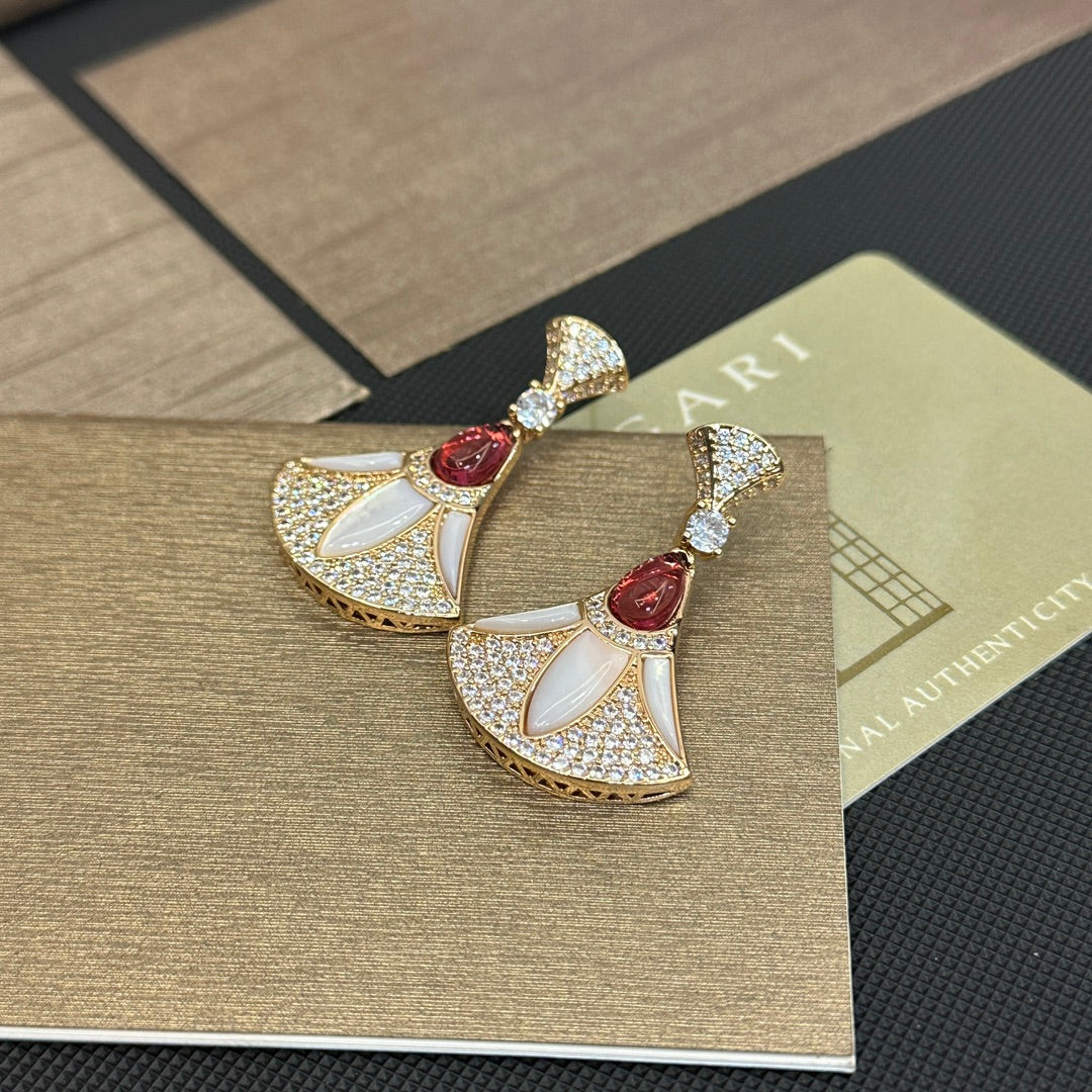 Boucles d'oreilles éventail diamant vintage élégantes
