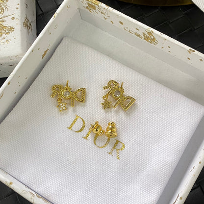 Boucles d'oreilles en cristal avec lettres tendance