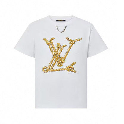 T-shirt de luxe imprimé lettres en chaîne