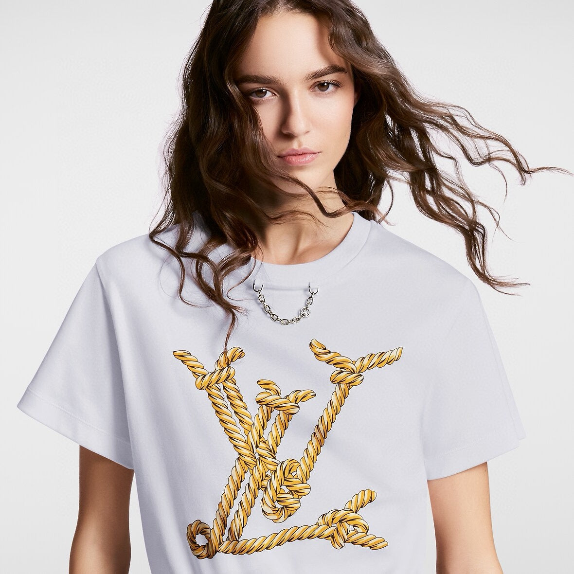 T-shirt de luxe imprimé lettres en chaîne