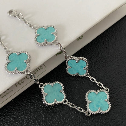 Pulsera de trébol de cuatro hojas turquesa