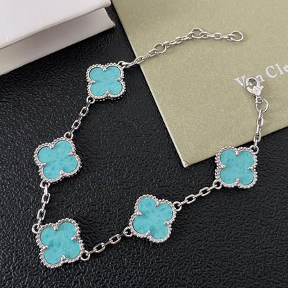 Pulsera de trébol de cuatro hojas turquesa
