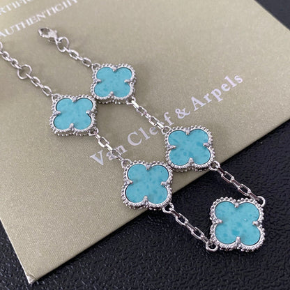 Pulsera de trébol de cuatro hojas turquesa