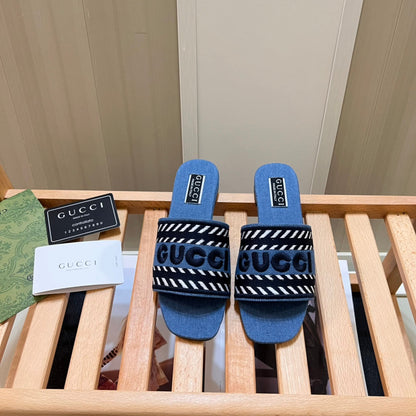 Pantuflas Planas de Jean con Letras