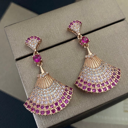 Boucles d'oreilles en éventail entièrement diamantées 2 couleurs