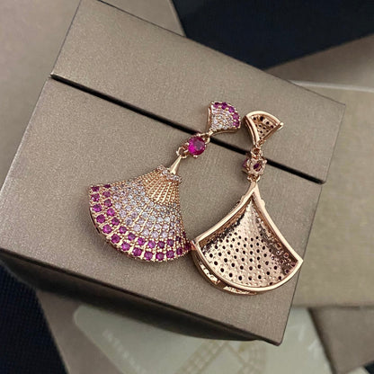 Boucles d'oreilles en éventail entièrement diamantées 2 couleurs