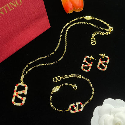 Juego de joyas de logotipo de diamante de oro vintage
