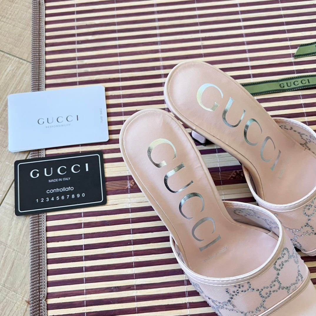 Sandalias de tacón alto con malla y diamantes de imitación
