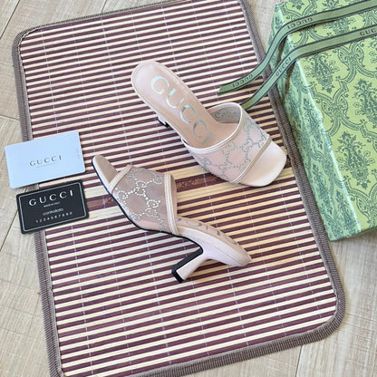 Sandalias de tacón alto con malla y diamantes de imitación