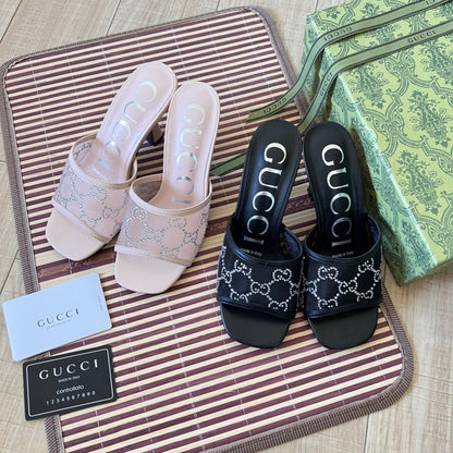 Sandalias de tacón alto con malla y diamantes de imitación
