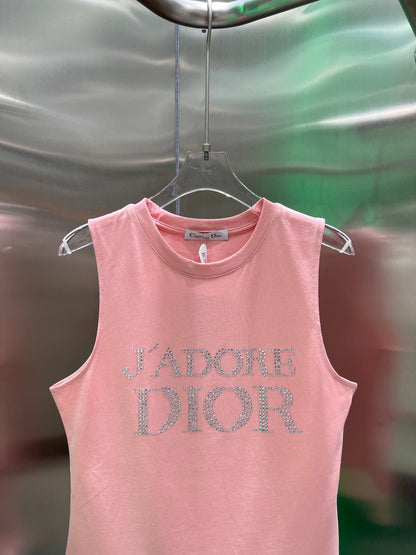 Débardeur T-shirt sans manches rose VINTAGE DIAMANT CHAUD STYLE SECONDE MAIN