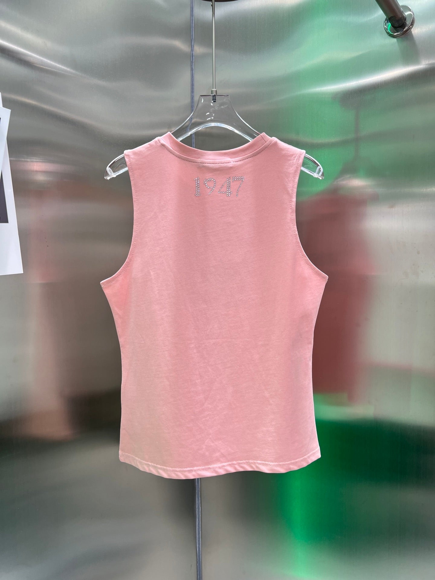 Débardeur T-shirt sans manches rose VINTAGE DIAMANT CHAUD STYLE SECONDE MAIN