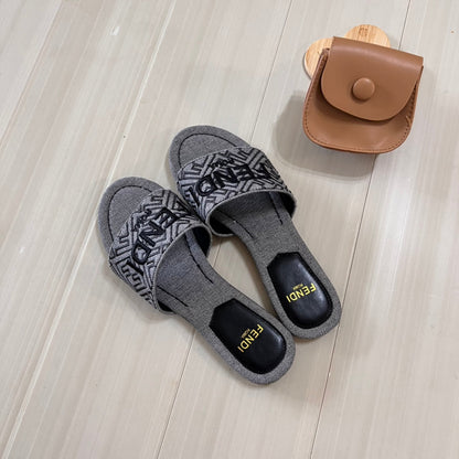 Pantuflas Planas Estampadas de Lona