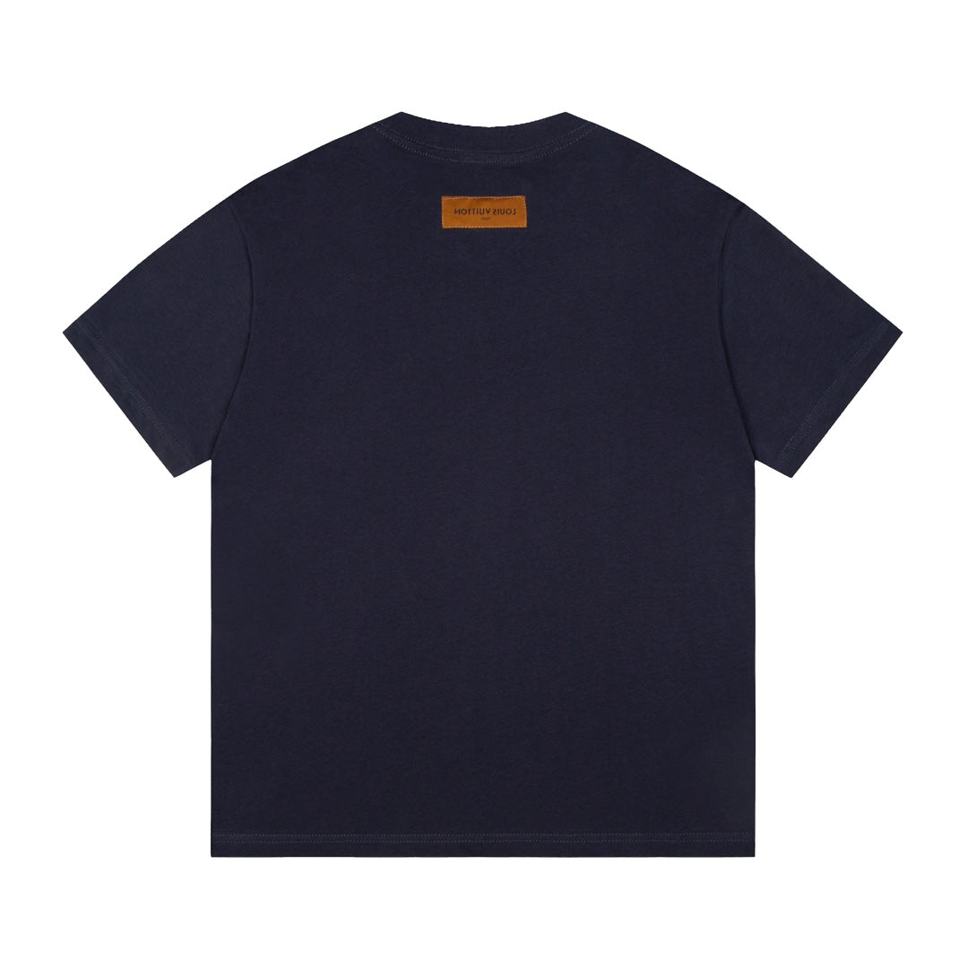 T-shirt imprimé bleu foncé sur toute la surface