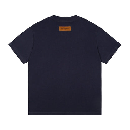 T-shirt imprimé bleu foncé sur toute la surface