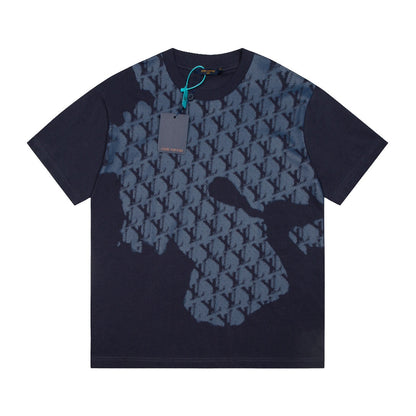 T-shirt imprimé bleu foncé sur toute la surface