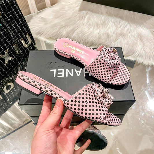 Chaussons plats rétro à pois