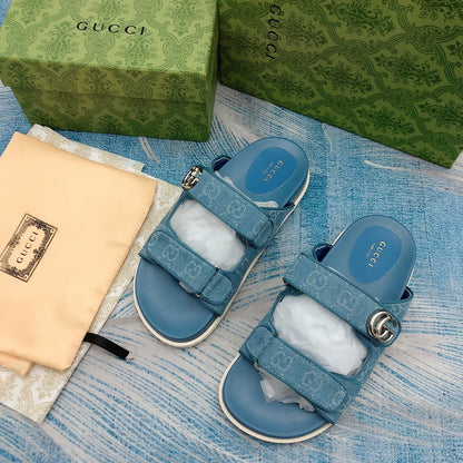 Sandales velcro vintage avec logo G en relief