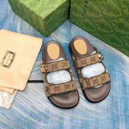 Sandales velcro vintage avec logo G en relief