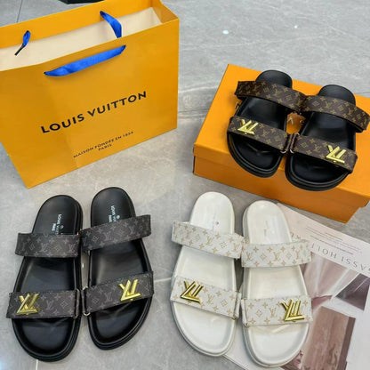 Sandales unisexe en cuir monogrammé