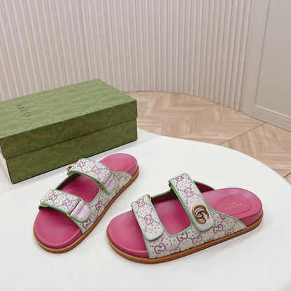 Sandales velcro vintage avec logo G en relief