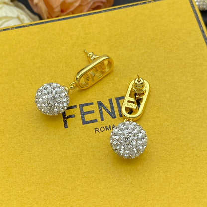 Boucles d'oreilles pendantes boule de cristal en métal