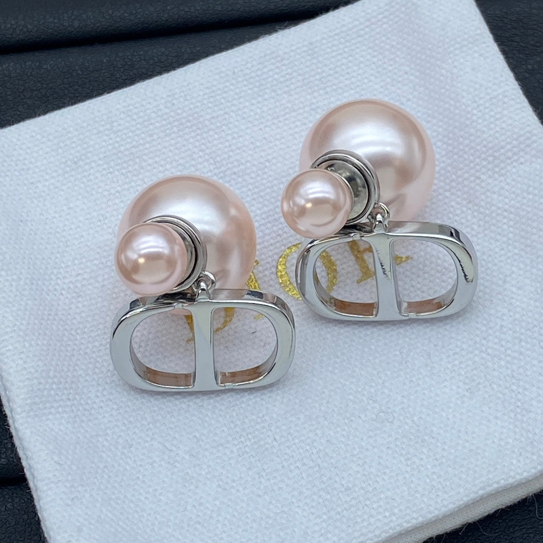 Boucles d'oreilles CD perles argentées