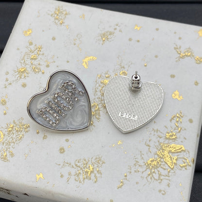 Boucles d'oreilles gravées cœur diamant
