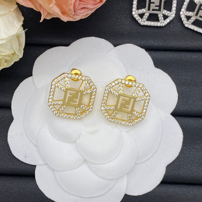 Boucles d'oreilles F en cristaux octogonaux