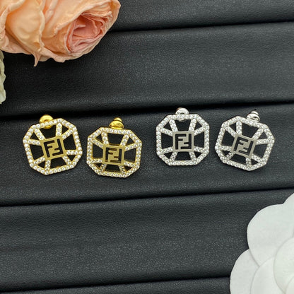 Boucles d'oreilles F en cristaux octogonaux