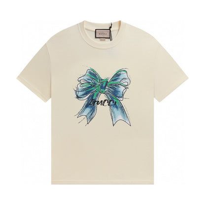 T-shirt imprimé nœud bleu