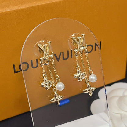 Boucles d'oreilles pendantes fleurs de perles fantaisie