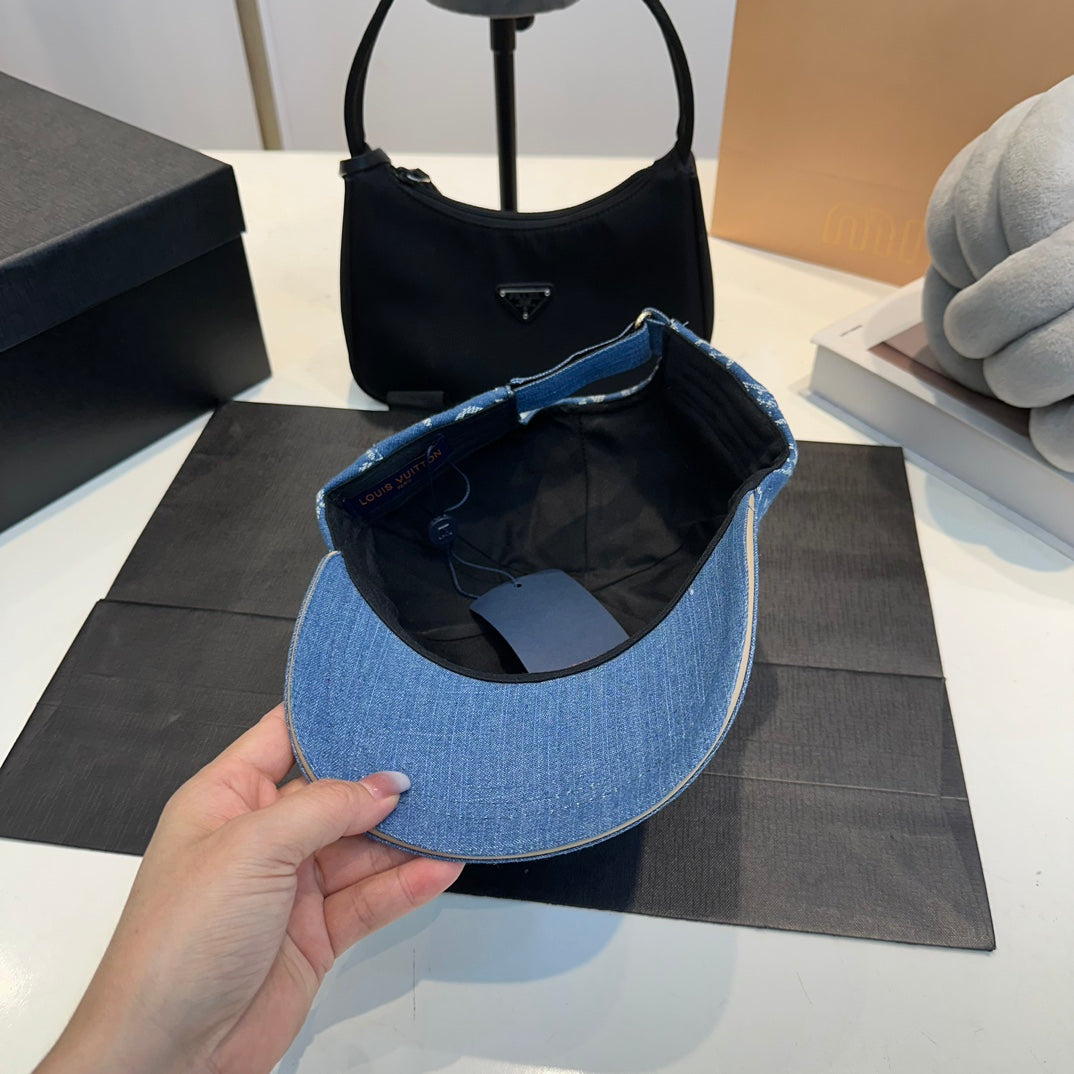 Casquette de baseball rétro en jean avec étiquette en métal gaufré