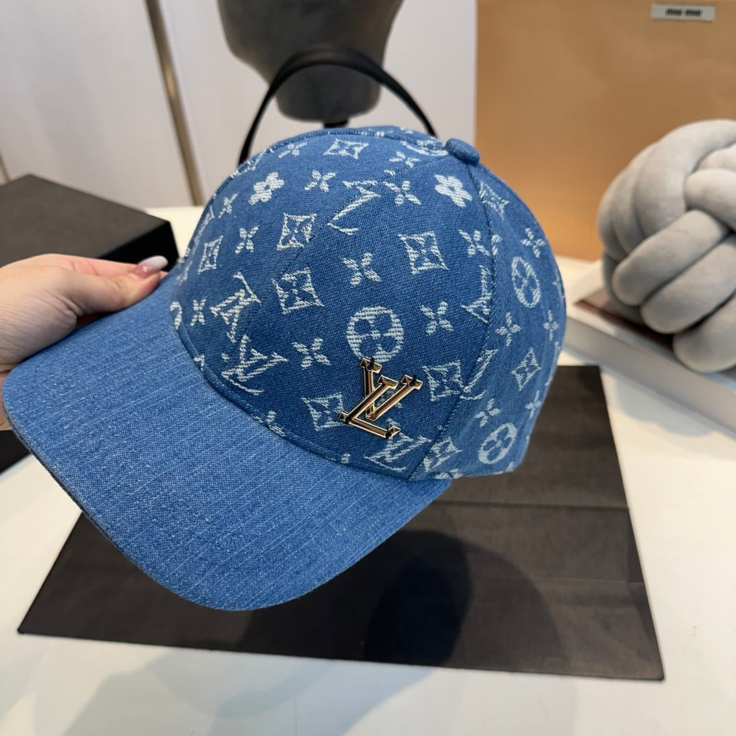 Casquette de baseball rétro en jean avec étiquette en métal gaufré