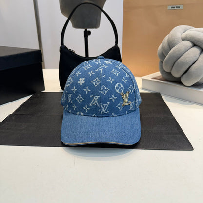 Casquette de baseball rétro en jean avec étiquette en métal gaufré