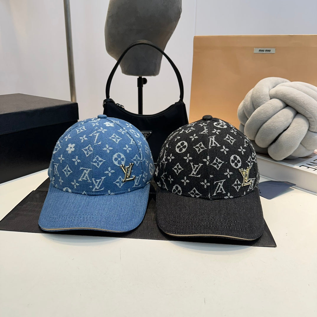 Casquette de baseball rétro en jean avec étiquette en métal gaufré
