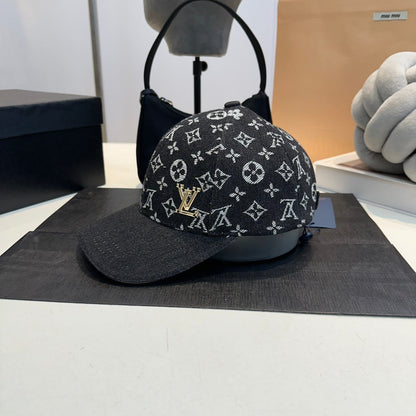 Casquette de baseball rétro en jean avec étiquette en métal gaufré