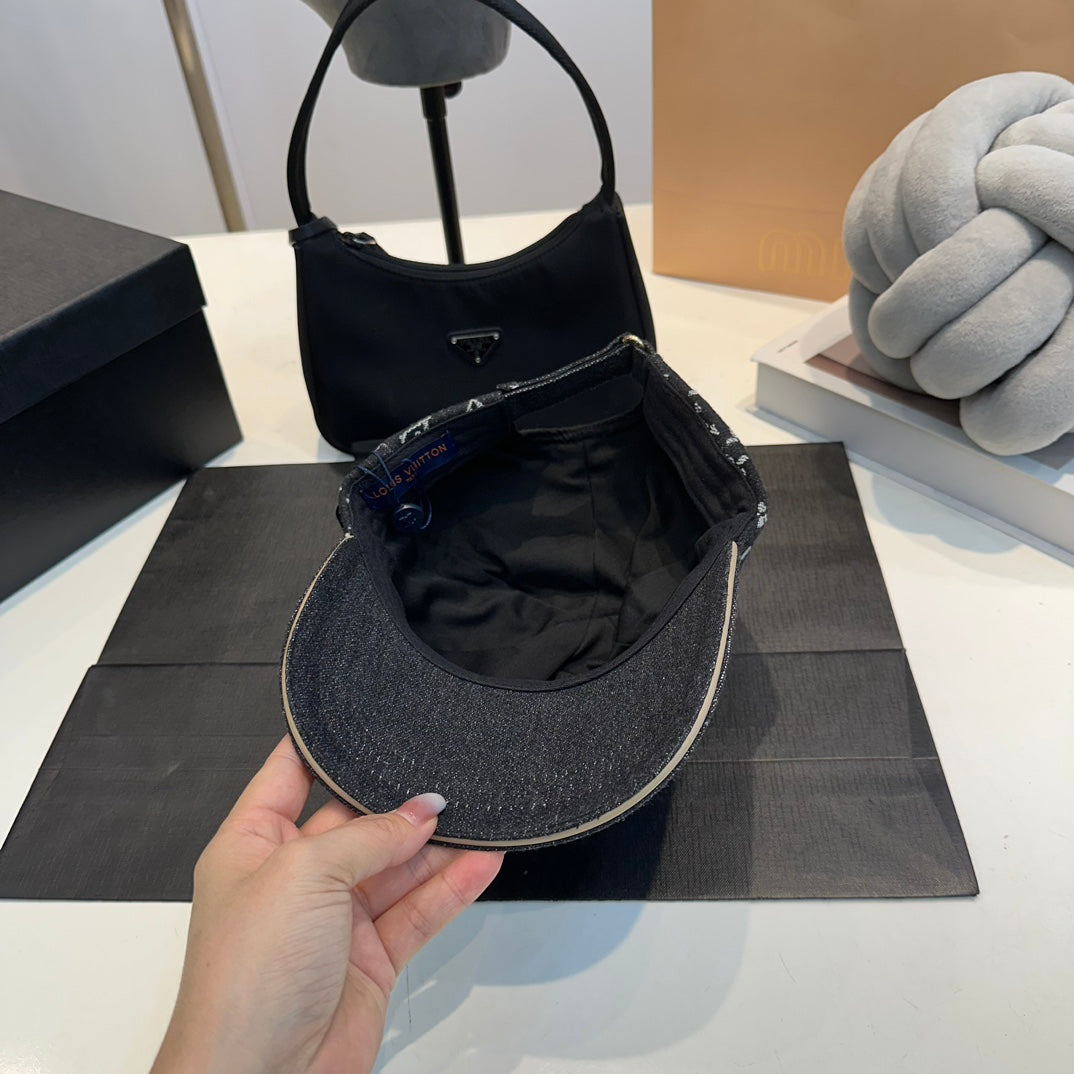 Casquette de baseball rétro en jean avec étiquette en métal gaufré