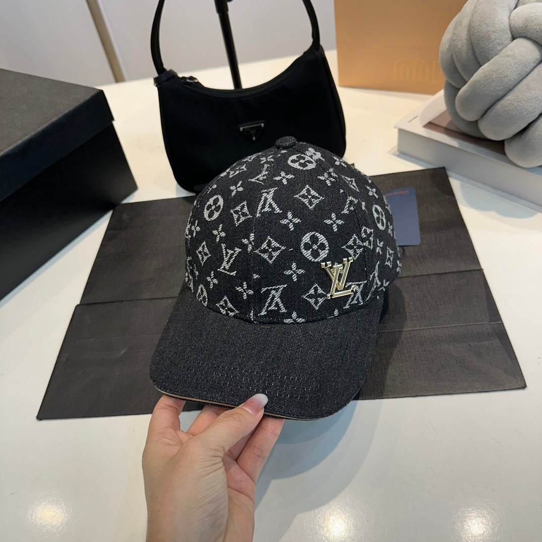 Casquette de baseball rétro en jean avec étiquette en métal gaufré