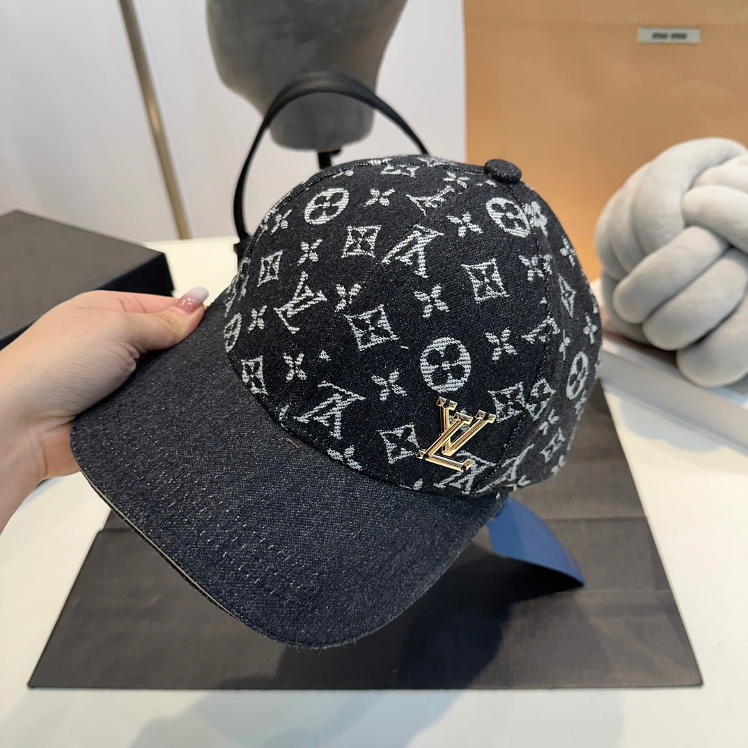 Casquette de baseball rétro en jean avec étiquette en métal gaufré