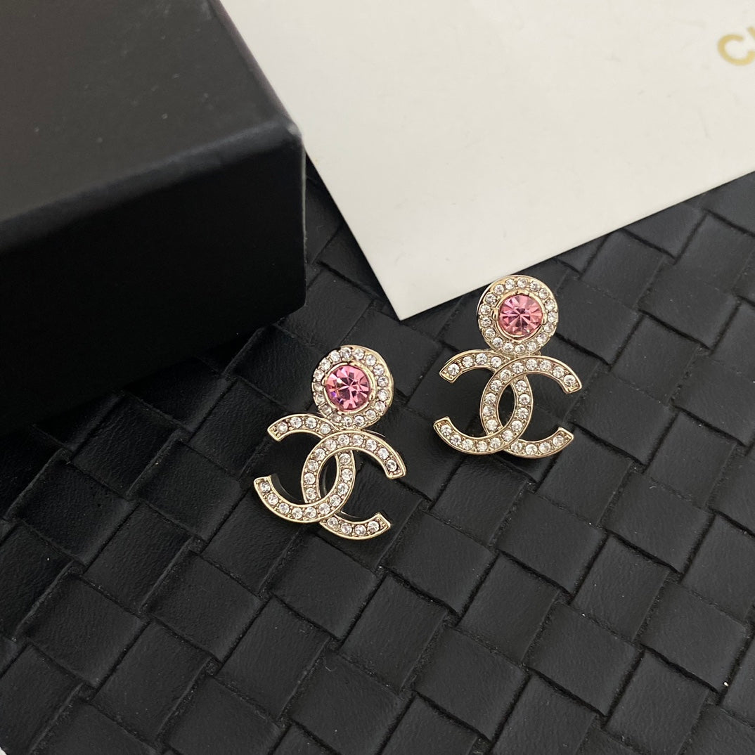 Boucles d'oreilles en strass roses
