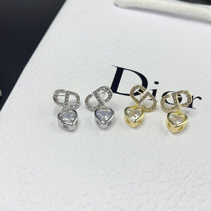 Boucles d'oreilles pendantes cœur en diamant bicolore tendance
