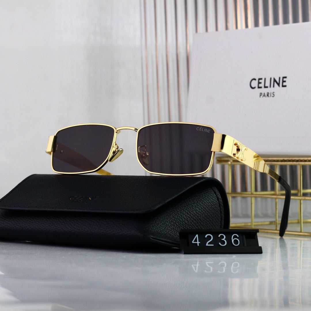 Lunettes de soleil rétro en métal carré Arc de Triomphe
