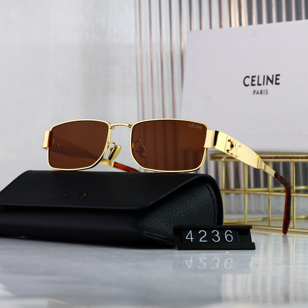 Lunettes de soleil rétro en métal carré Arc de Triomphe