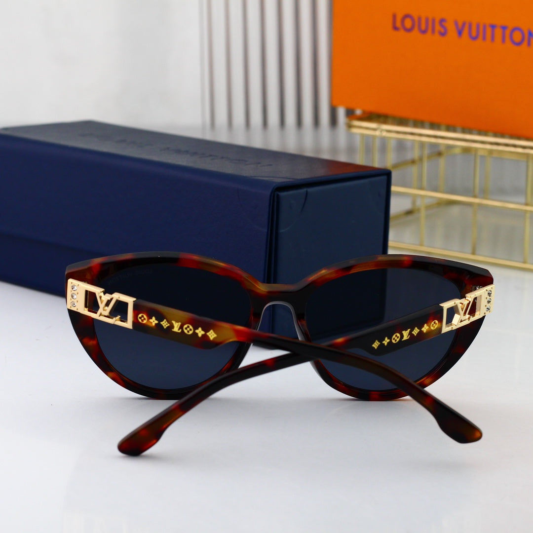 Nouvelles lunettes de soleil œil-de-chat en métal avec logo ajouré